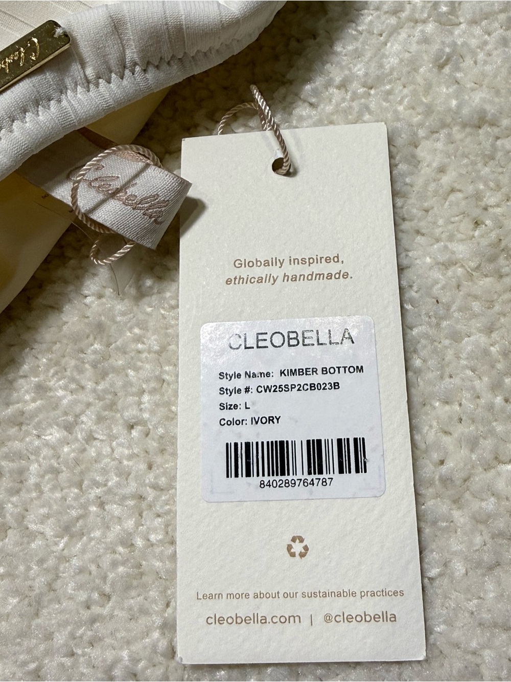 Cleobella Swim SET Katina Top Kimber Bikini Bottom Ivory Size Large - Picture 6 of 7